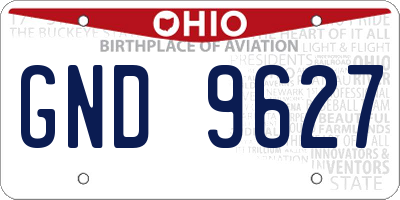 OH license plate GND9627