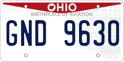OH license plate GND9630