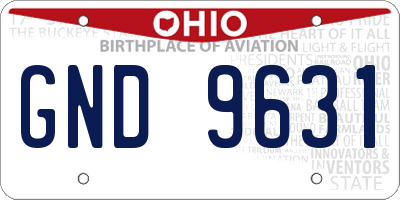 OH license plate GND9631