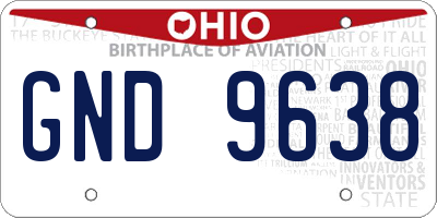 OH license plate GND9638