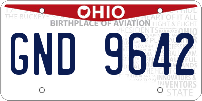 OH license plate GND9642