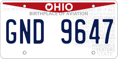 OH license plate GND9647