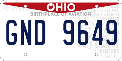 OH license plate GND9649