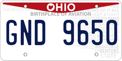 OH license plate GND9650