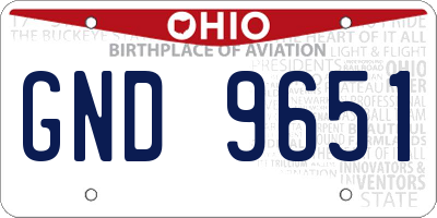 OH license plate GND9651