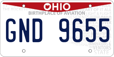 OH license plate GND9655