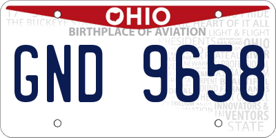 OH license plate GND9658