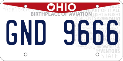 OH license plate GND9666
