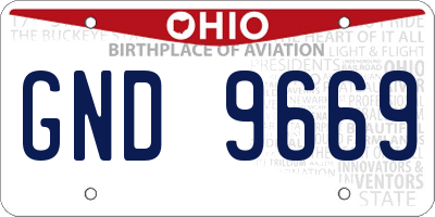 OH license plate GND9669