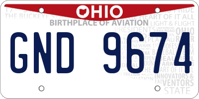 OH license plate GND9674