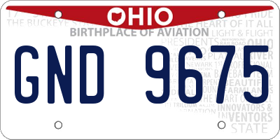 OH license plate GND9675