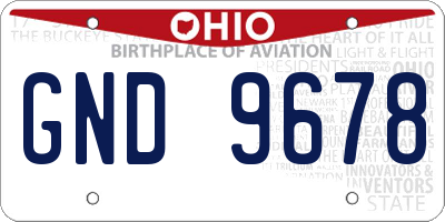 OH license plate GND9678