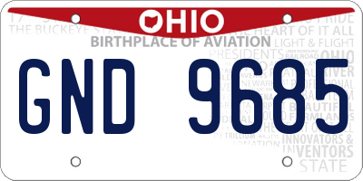 OH license plate GND9685
