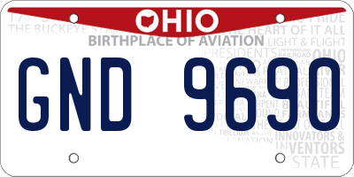 OH license plate GND9690