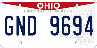 OH license plate GND9694
