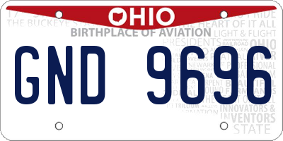 OH license plate GND9696