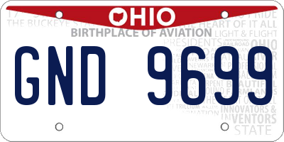 OH license plate GND9699