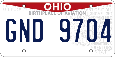 OH license plate GND9704