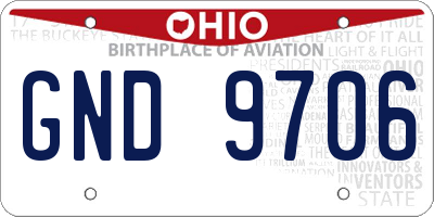 OH license plate GND9706