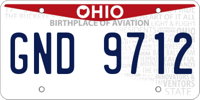 OH license plate GND9712