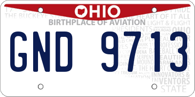 OH license plate GND9713