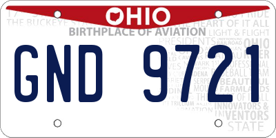 OH license plate GND9721