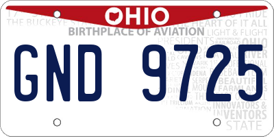 OH license plate GND9725