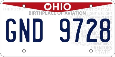 OH license plate GND9728