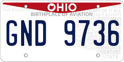 OH license plate GND9736