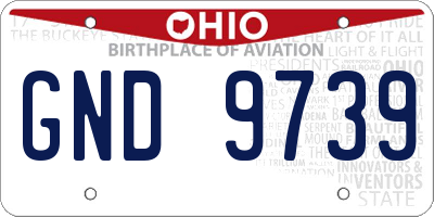 OH license plate GND9739