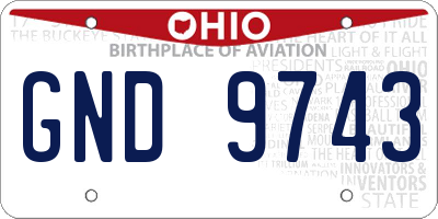OH license plate GND9743