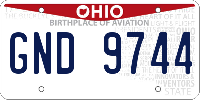OH license plate GND9744