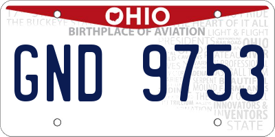 OH license plate GND9753