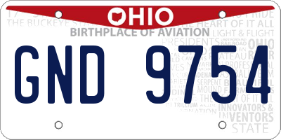 OH license plate GND9754