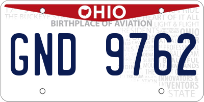 OH license plate GND9762