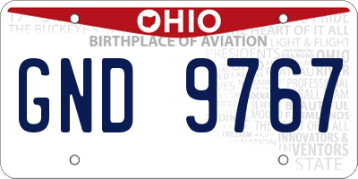 OH license plate GND9767
