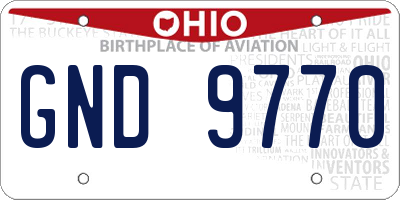 OH license plate GND9770