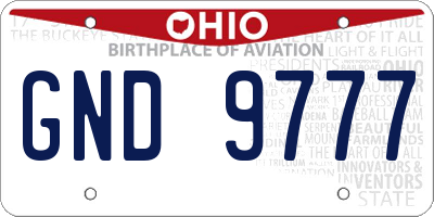 OH license plate GND9777