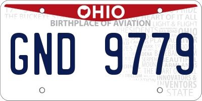 OH license plate GND9779