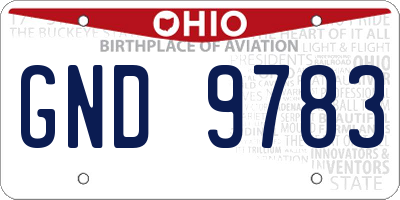 OH license plate GND9783