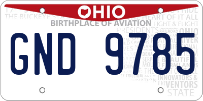 OH license plate GND9785