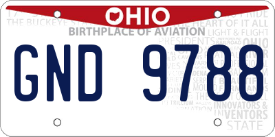 OH license plate GND9788
