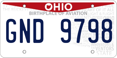 OH license plate GND9798