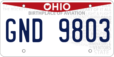 OH license plate GND9803
