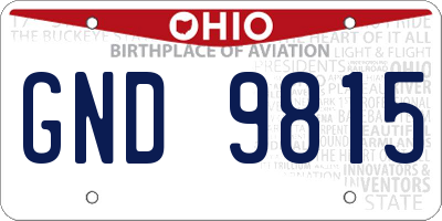 OH license plate GND9815