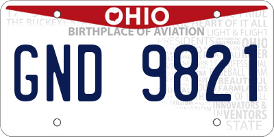 OH license plate GND9821