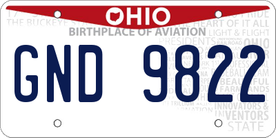 OH license plate GND9822
