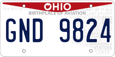 OH license plate GND9824