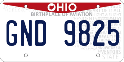 OH license plate GND9825