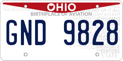 OH license plate GND9828